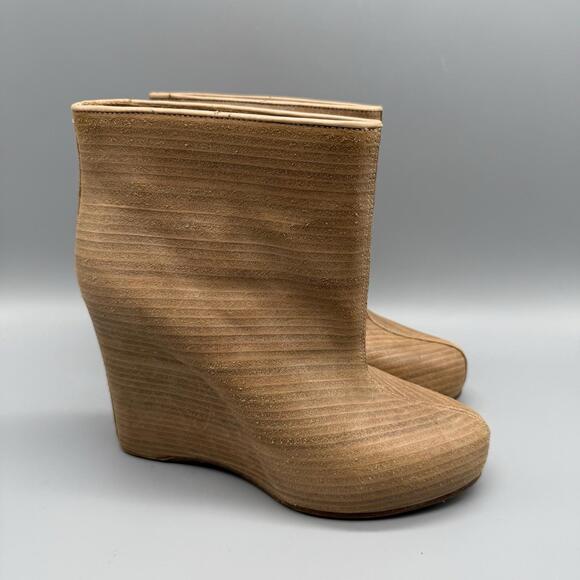 Maison Martin Margiela RARE Wood Look Wedge Ankle Boots Booties Size 39 $1,295 - Picture 3 of 8